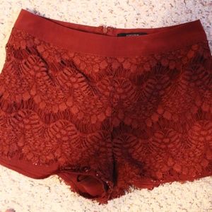 Forever 21 Burgundy Lace Shorts